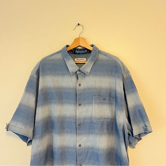 Tommy Bahama Ocean Fade Camp Shirt Button Down Size 2XLB Short Sleeve Blue - Picture 4 of 10